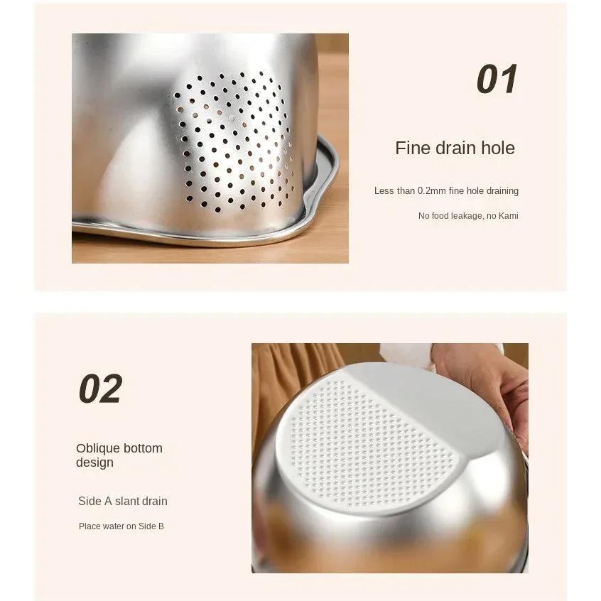 Rice Washer Strainer Bowl Stainless Steel 304 Rice Washing Bowl Rice Sieve Colander Fruit And Vegetable Strainer Kitchen Tools
