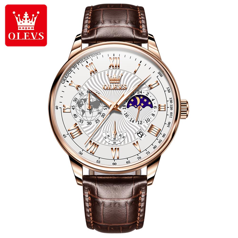 Olevs 2893 OEM Индивидуальные Горячий Бизнес Бренд Фаза Луны Светящиеся Водонепроницаемые Хронограф Часы Мужские Роскошные Мужские Кварцевые Часы