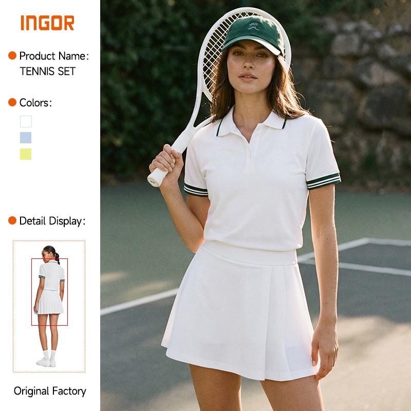Womens Sporty Tennis Skirt Set Loose Fit Yoga Golf Running Outfit Activewear Two Piece