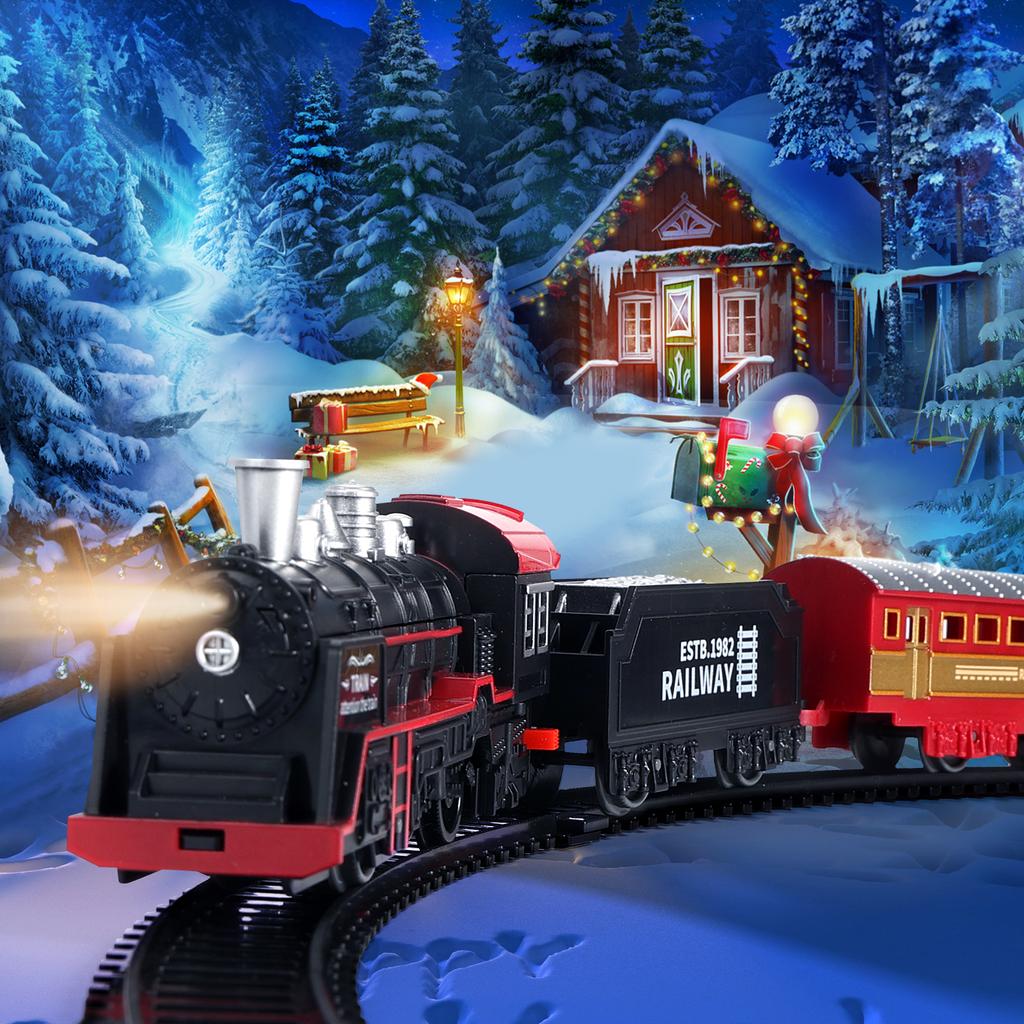 1 комплект электрической железной дороги со звуком, ретро-симуляция, модель железнодорожного вагона, детские железнодорожные игрушки, детский рождественский подарок