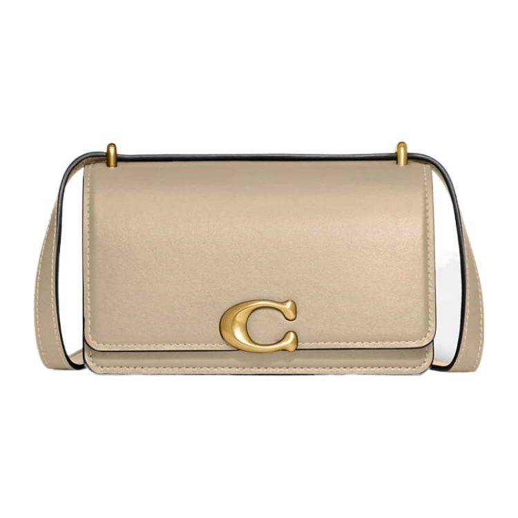 Coach Bandit 18 Gold Letter Logo Flap Solid Color Calfskin Crossbody Shoulder Bag Women bags Ivory CD724-B4IY