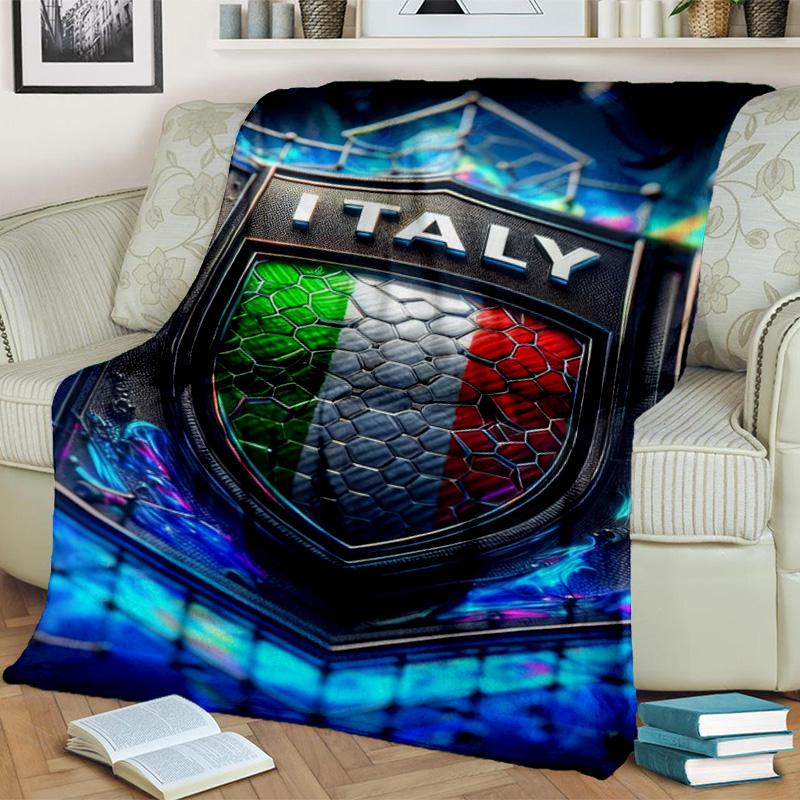 Italy Football Crest Blanket Suitable for Sofas, Beds, Offices, And Camping - Perfect Gift for Halloween Christmas