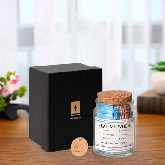 Bible Verse Glass Jar Mindfulness Gratitude Inspirational Bible Quotes Scrip Container Decoration Ornament Emotional Support Prayer Gift