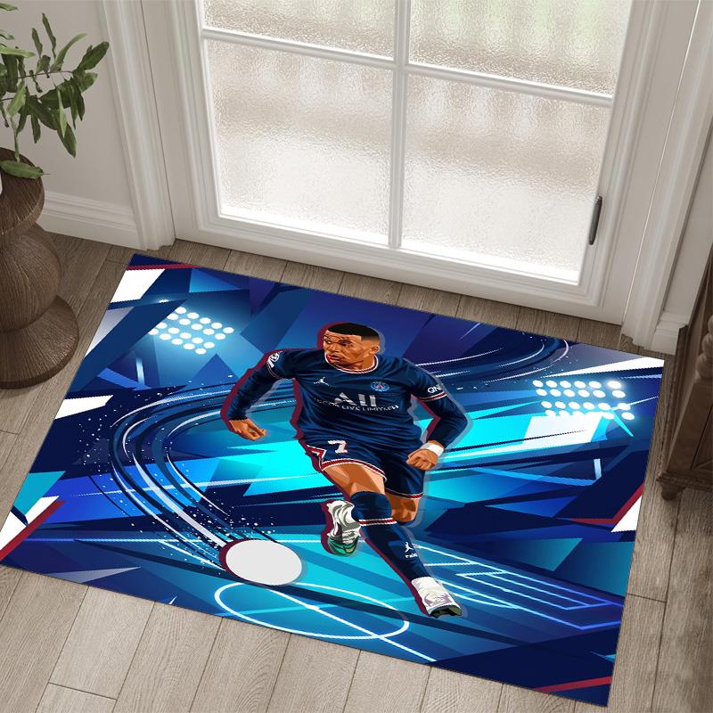 Kylian Mbappe Design Crystal Velvet Carpet Cozy Non?Slip Printed Rug For Bedroom Living Room Entrance