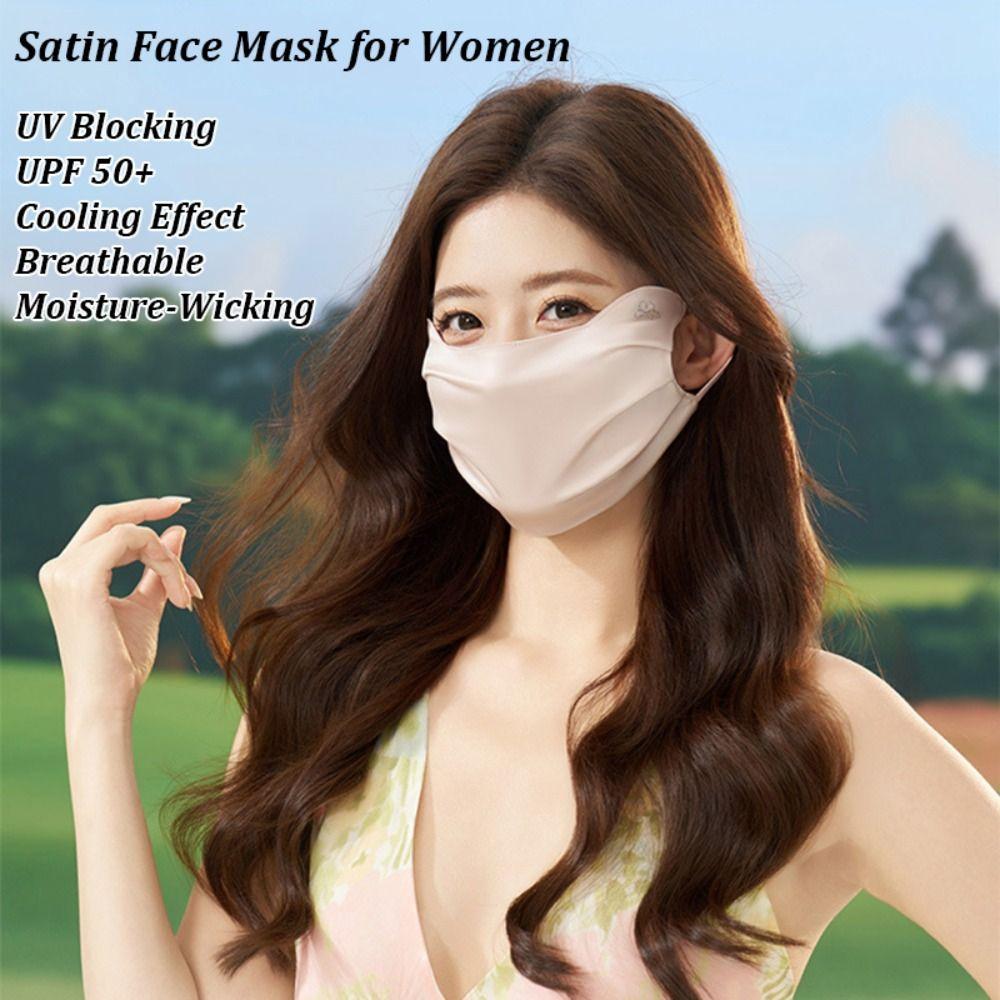 UV Blocking Satin Face Mask for Women Ice Silk Outdoor Masks Fashion Half Face Cover Summer