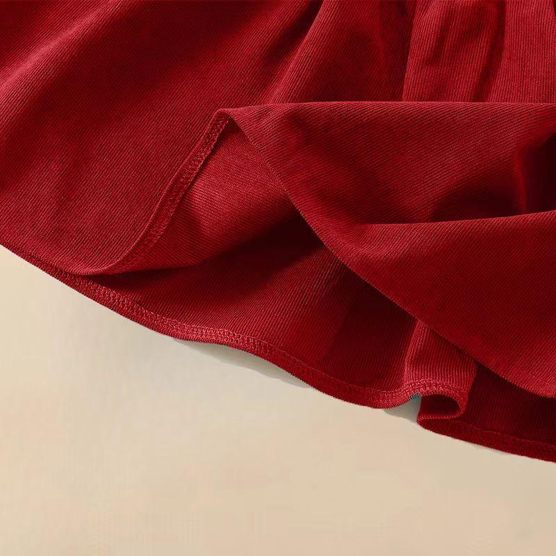 Вельветовое платье для девочек Платье принцессы для девочек с воротником Питер Пэн, темно-красное платье