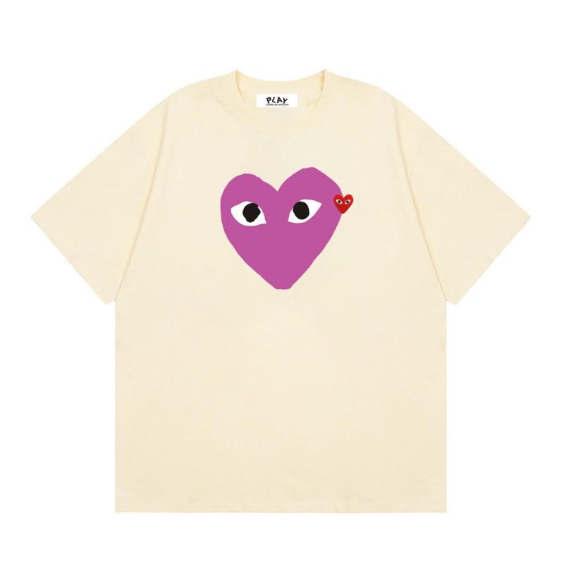 Unisex Casual Loose Fit Cotton T-Shirt With Heart Print Short Sleeve Tee Youth