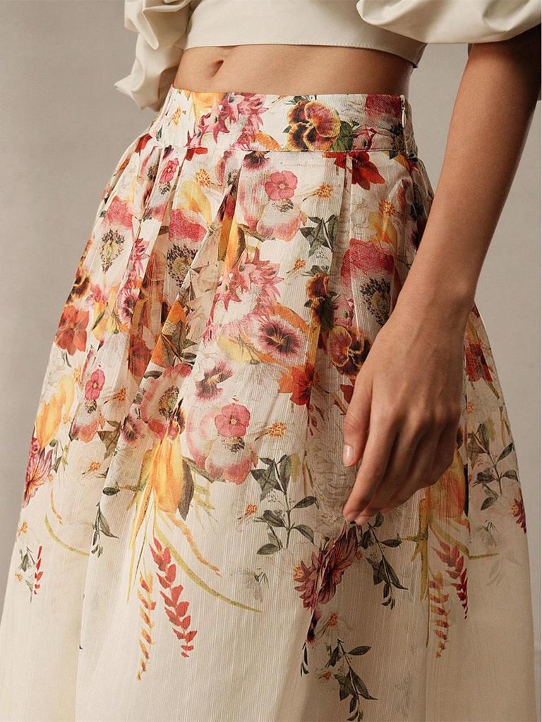 European & American Midi Skirt: Bamboo Print, Spring/Summer, Elegant & Gorgeous, for Middle Eastern Muslim Women