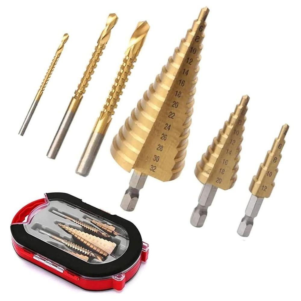 6/7Pcs 4-12mm 4-20mm 4-32mm Drilling Tool Anti Rust Quick Change Bits Set Wood Drilling