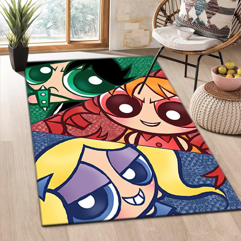1Pc The Powerpuff Girls Printed rectangle carpet, home door mat, outdoor travel protection carpet A10