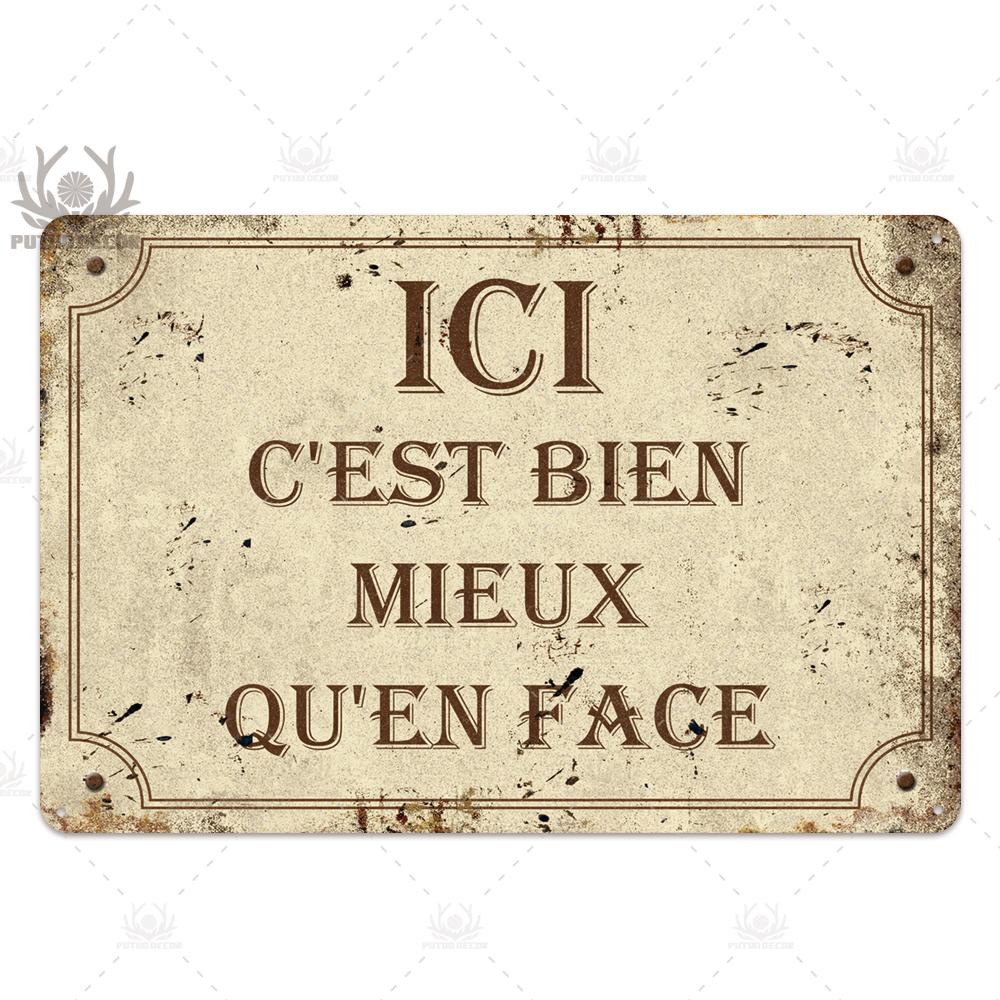 – Plaque Décorative En Métal Vintage Français Rétro, Décor Mural De Bar Club, Peinture Fer