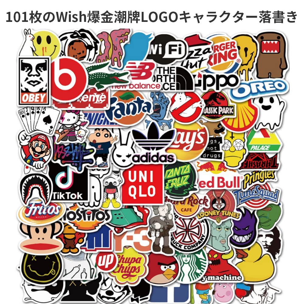 KRGNPLE 101 Sheets Waterproof Stickers Paper Notebook Bike Suitcase Stickers Helmet Laptop Waterproof Cute Doodle Stickers