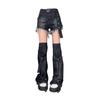 Черные джинсовые шорты в американском стиле ретро, ​​женские джинсы с высокой талией, короткие шорты, модная весна-лето, корейская уличная одежда, готическая простая