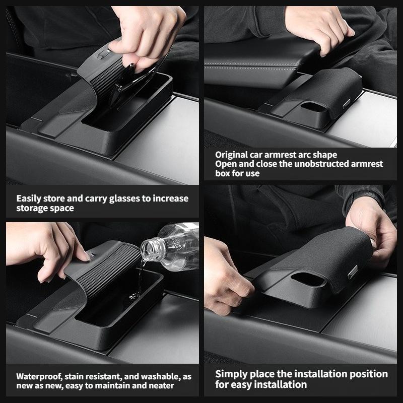 Central Armrest Storage Box for Tesla Model 3 Y Highland Juniper 2025 Car Glasses Phone Storage Case Multi Functional Accessorie