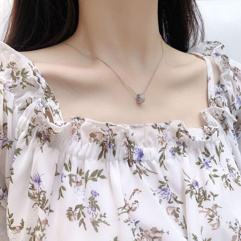 Женская цепочка на ключицу, нишевый дизайн, трехмерный полный бриллиантовый круг, женское простое темпераментное ожерелье