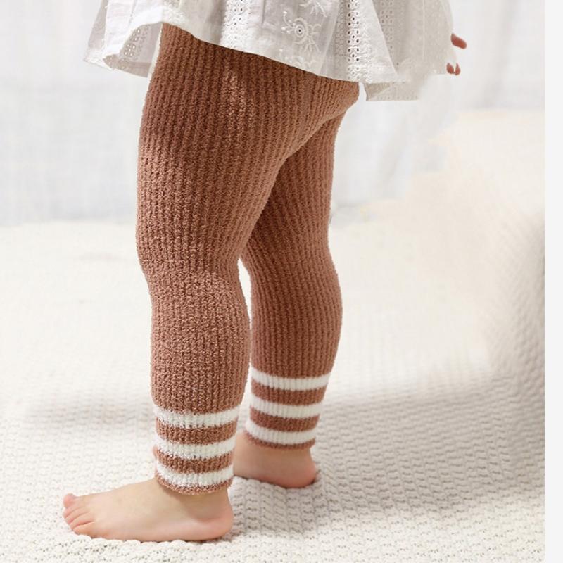 Зимние колготки для девочек, осенние детские термобелье для мальчиков, толстые полосатые штаны, детские теплые милые леггинсы из кораллового флиса, детские аксессуары