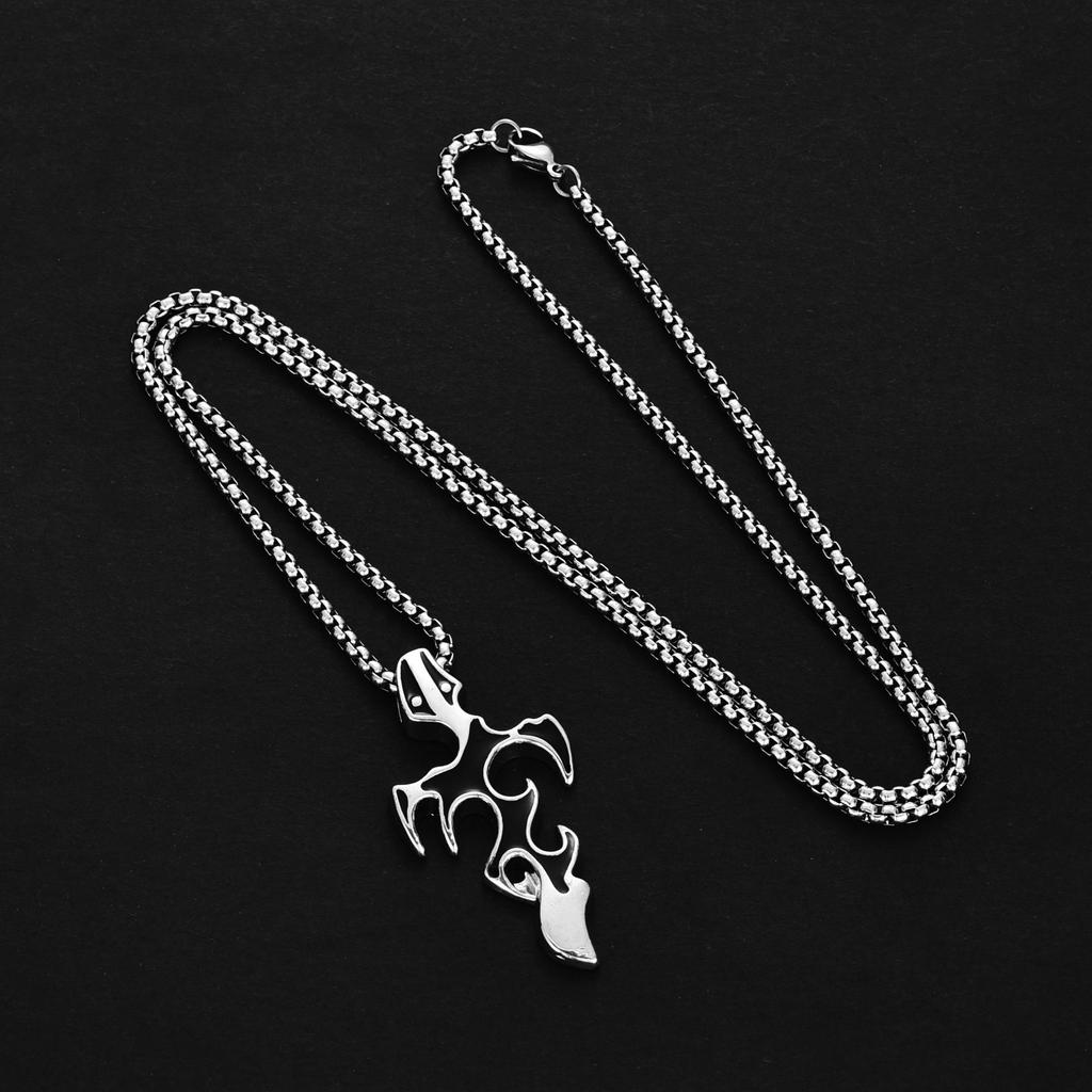 Мужская высококачественная подвеска-ожерелье из титановой стали с крестом-пламенем - Хип-хоп стиль