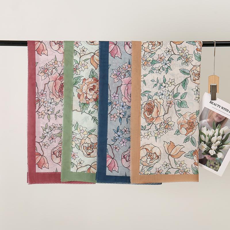 Малайзия Цветочный Принт 110 Квадратный Шарф Мусульманский Хиджаб Женщины Элегантные Шали Дамы Повседневный Головной Платок Тюрбан Косынка Оптовая Продажа