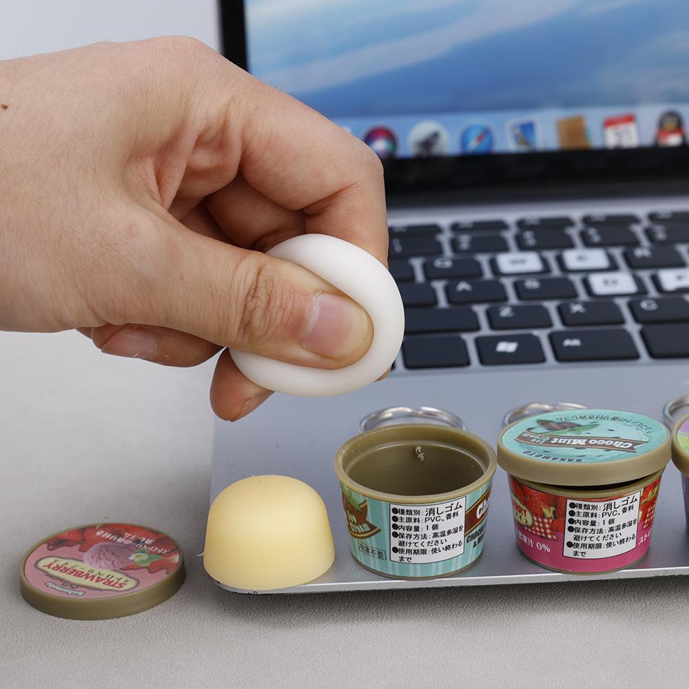 Забавный японский миниатюрный брелок в виде рожка мороженого с медленным отскоком, кулон с щепоткой, креативная пищевая игра, ароматизаторы, брелок в виде пудинга