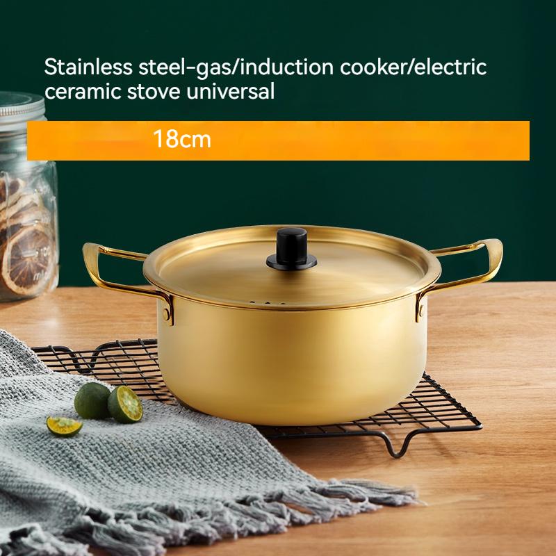 Мини Военный Горшок для Лапши Посуда Рамен Кемпинг Горшок Двойные Ручки С Крышкой Кастрюля для Бульона Горшок для Рамен Быстрого Приготовления Хотпот Корейский