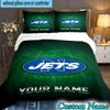 Custom Name 3PCS New York Football Helmet Bedding Set,Including  Duvet Cover And 2pcs Pillowcases Perfect for Bedroom,Dormitory,Fan Christmas gift