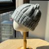 Новая милая шерстяная шапка с кошачьими ушками для женщин на осень и зиму, утолщенная шапка-баотоу с защитой ушей, большой окружности головы, универсальная вязаная шапка