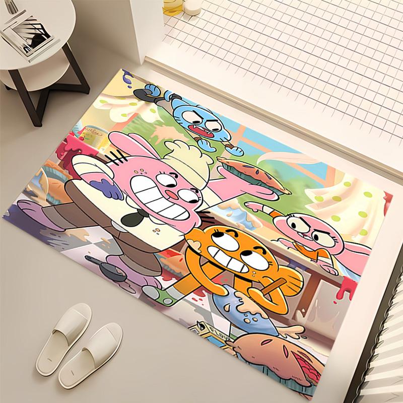 1pc The Amazing World of Gumball Print Area Rug - Soft, Washable Non-Slip Indoor Mat, Living Room, Home Office Decorative Rug,Office Decorative