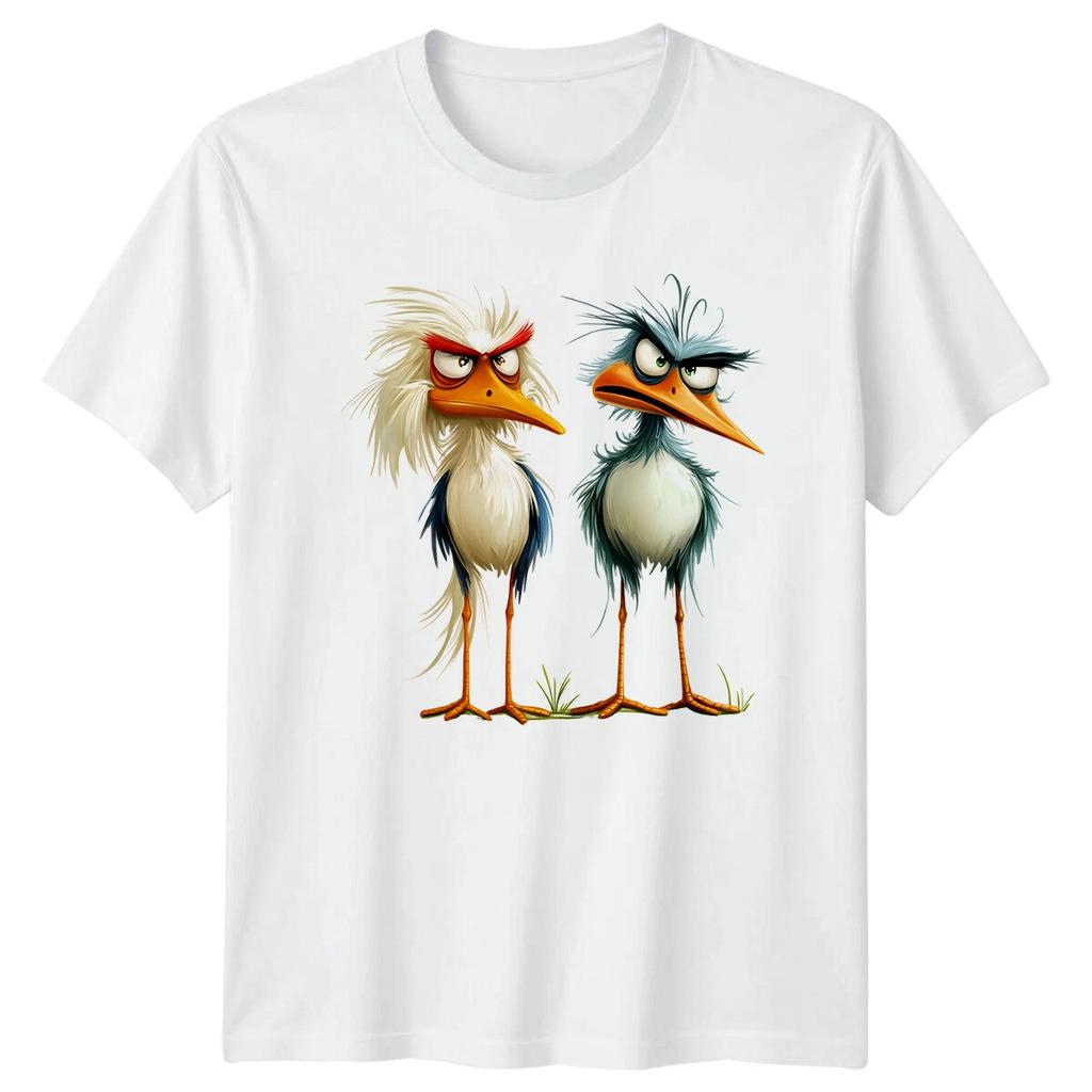 Grumpy Cartoon Birds Animals Unisex Mens Womens T-Shirt Expressive Style