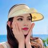 Women Summer Hat with 3 Gear Adjustment Headband Fan Empty Top USB Charging Anti-UV Wide Brim Windproof Rope Sun Protection Travel Sun Cap Gardening