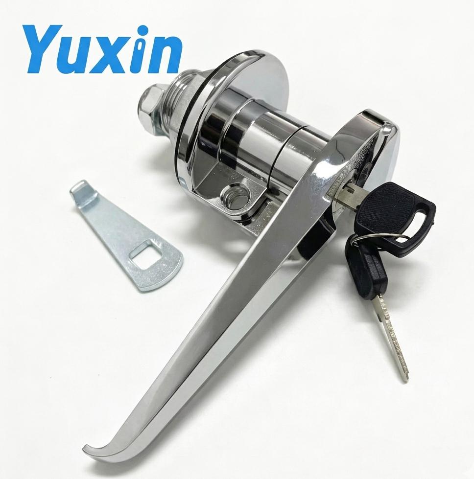 YX-MS720-1A Zinc Alloy Round Head L Handle Lock with Cover Plate Key Operated for Industrial Cabinet Electrical Distribution Box