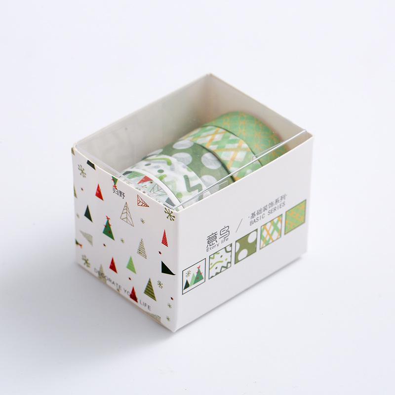 5Rolls/box Creative Masking Tape Set Basic Pattern Washi Tape DIY Scrapbooking Diary Journal Stationery