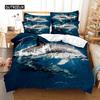 Shark Duvet Cover Set Microfiber Hawaiian Beach Theme Bedding Set Underwater Ocean Sea Themed Double Queen King Size Quilt Cover