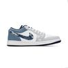 Jordan Air Jordan 1 Амортизация, Износостойкие Низкие Винтажные Баскетбольные Кроссовки Мужские Синие IH0648-141(Команда303-)