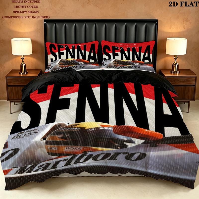 Ayrton Senna Bedding Quilt Set Quilt Cover Pillowcase Home Decoration Birthday Gift (1 * duvet cover + 2 * pillowcase, without core)