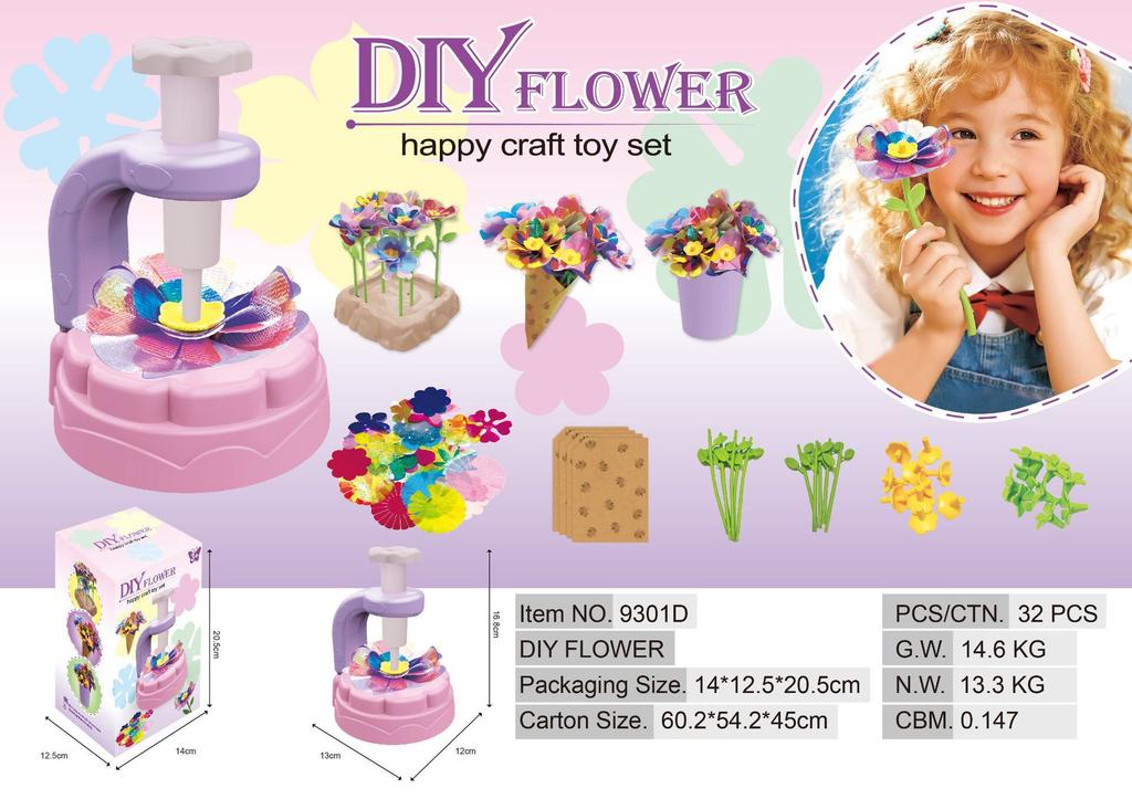 DIY Flower Bouquet Maker Kit with LED Lights - Kids Artificial Flower Craft Toy for Girls, Pressed Flower Arrangement Play Set