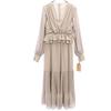 Unused Eimy Istoire Long Sleeve Long Dress S Draped Pleated Flare Dress Women Used