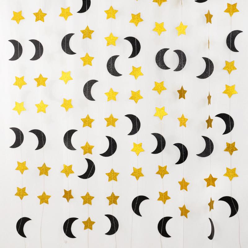 Звезда Луна Бумага Баннер Гирлянда Ид Мубарак Подвесные Украшения Исламская Мусульманская Вечеринка Украшения Дома 2024 Рамадан Карим Товары