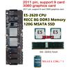Материнская плата для майнинга Btc X79 с двумя процессорами, DDR3, 8 слотов PCI-E X16, процессор E5-2620, память Recc DDR3 8 ГБ, MSATA SSD 120 ГБ для видеокарты 3060