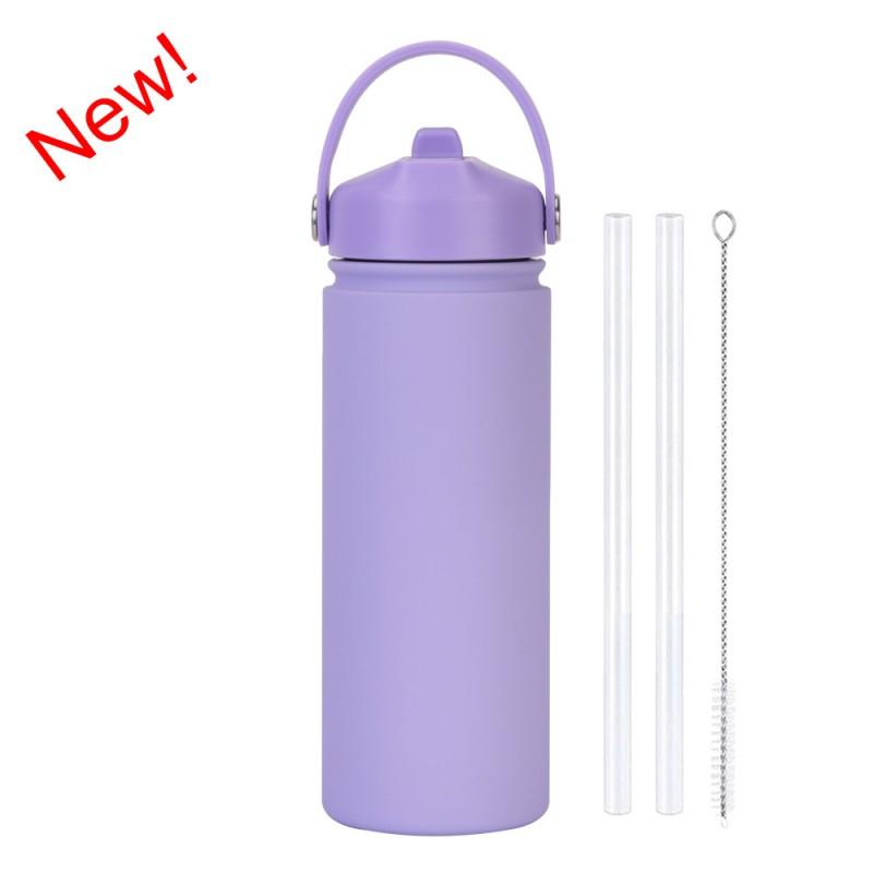 550ml Stainless Steel Insulated Travel Water Bottle With Wide Mouth Carry Strap Sip Lid Outdoor Sports Daily Use