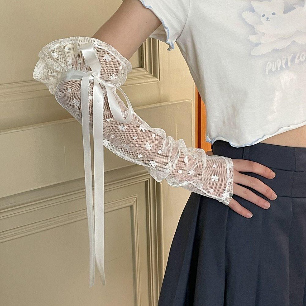 Bow Knot Lolita Arm Sleeve Lace Wrist Cuffs Versatile Fake Sleeves Cuffs Stage Performance