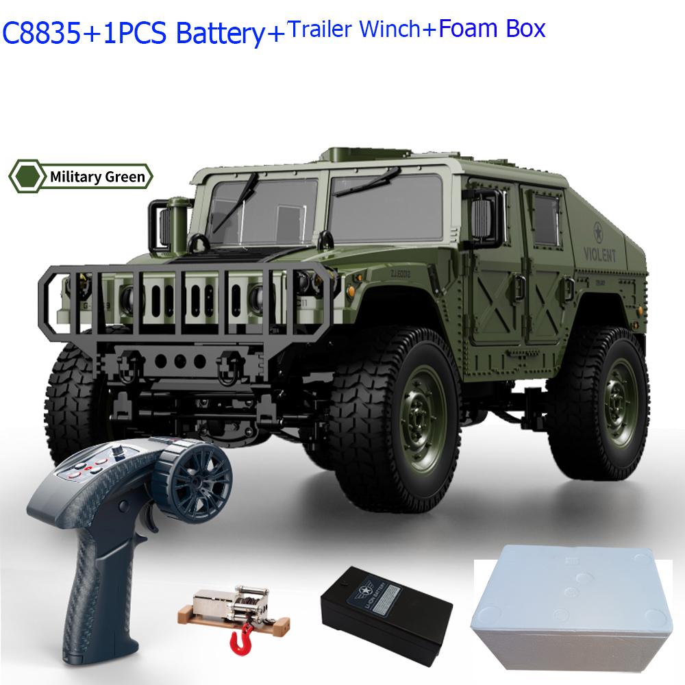 ABAH1 C8835 1:14 RC Car 2.4G Remote Control Car 4WD Off-road Climbing Simulation All-terrain RC Crawler Military Jeep JJRC RC Toys