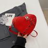 Vintage Y2K Small Chain Rivet Shoulder Bag Heart Shaped Purse Handbag Red PU Leather Gothic Tote Bag Fashion Women Crossbody Bag ARI