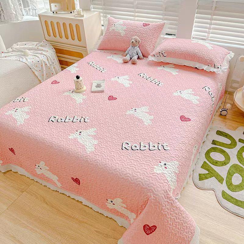 Новый комплект из трех предметов с жемчужным хлопковым покрывалом Fairy с стиркой в ​​пресной воде и хлопковым кружевным покрывалом