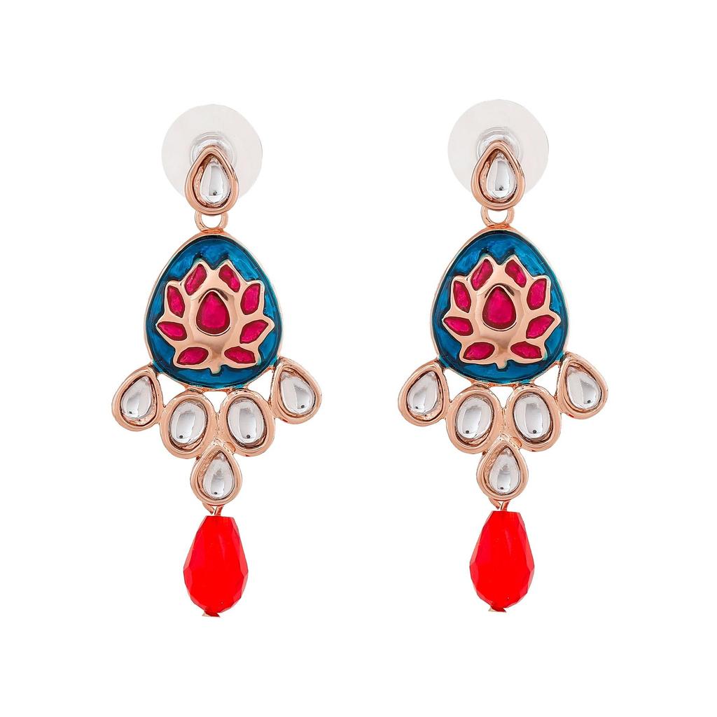 Великолепное женское колье Kundan с покрытием из розового золота Estele