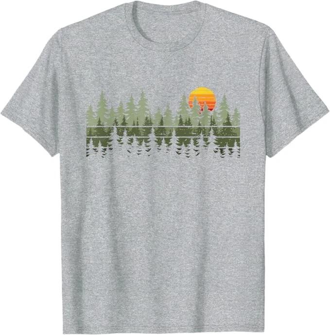 Funny Unisex Cotton Tshirt Trees Graphic Print Tshirt Vintage Unisex Oneck Shortsleeved Tee Oversized Casual Tshirts Streetwear