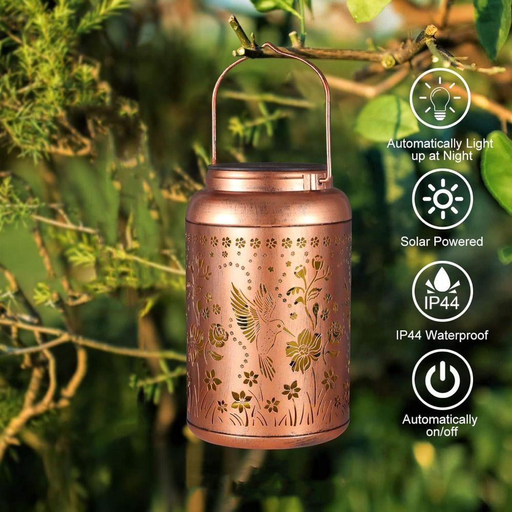 Vintage Style Hanging Solar Light Metal Material Outdoor Lantern LED Garden Light  Lawn Pathway
