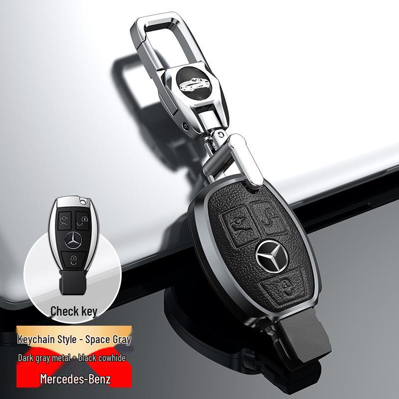Металлический чехол для ключей из натуральной кожи для Mercedes-Benz C-Class, E-Class, GLC300L, 260L, E300L, E200