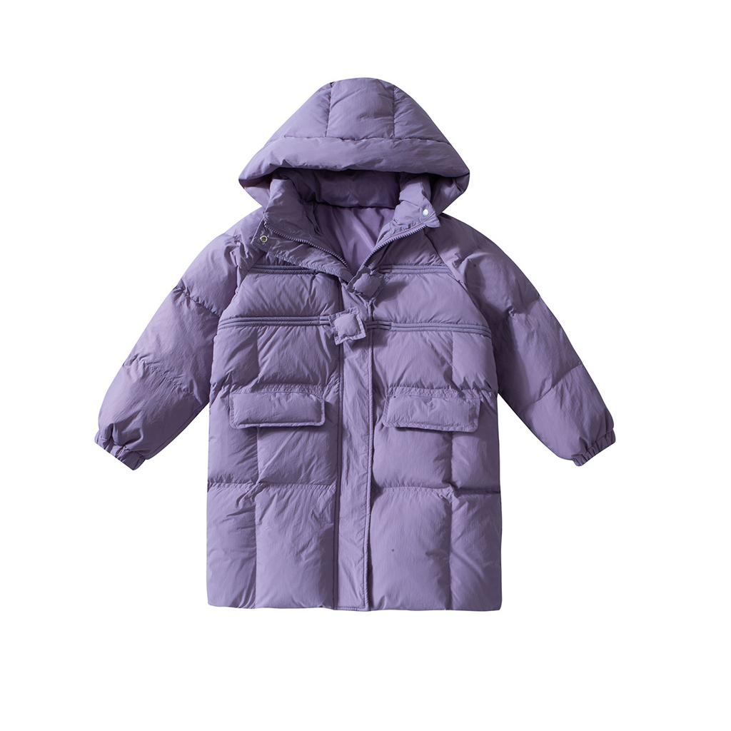 Winter Velvet Jacket Girls Cotton Padding Clothes Fashion Hooded Fur Ball Kids Coat Red Purple Warm Children Parkas