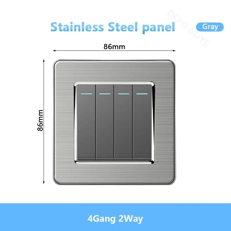 Universal Wall Light Switch Brushed Stainless Steel Panel,UK Type-c 18W Quick Charging Socket 220V Double USB Electrical Outlet