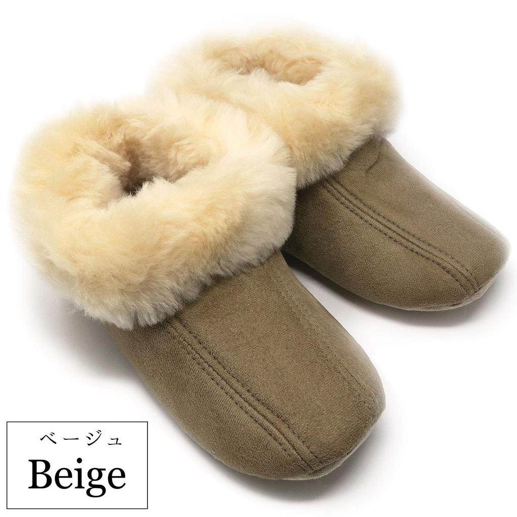 Warm Natural Wool Room Boot Size E808 Shoes, Style, Beige, M, Approx. 23.0-25.0cm,